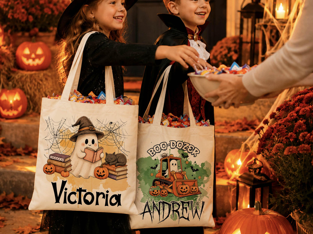 Personalized Halloween Tote Bag: Custom Trick or Treat Canvas Bag