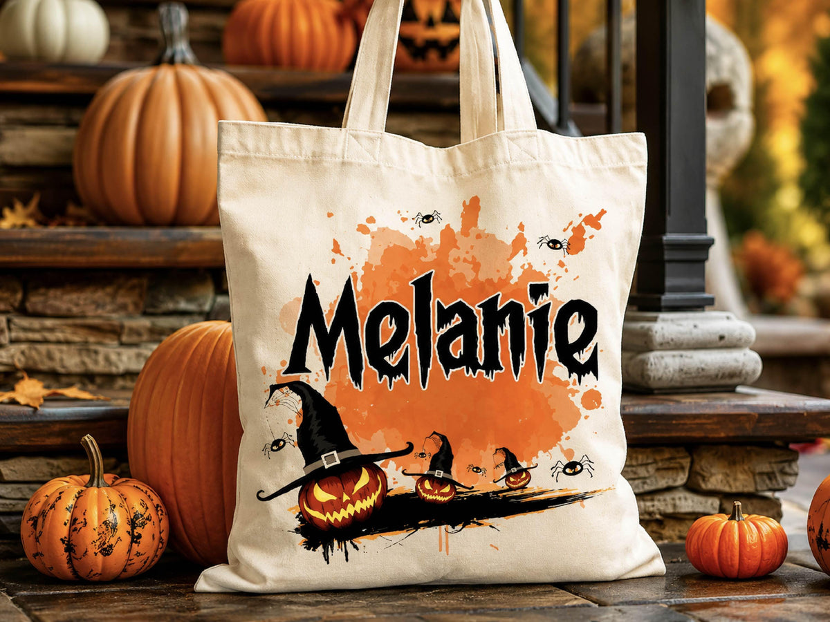 Personalized Halloween Tote Bag: Custom Trick or Treat Canvas Bag