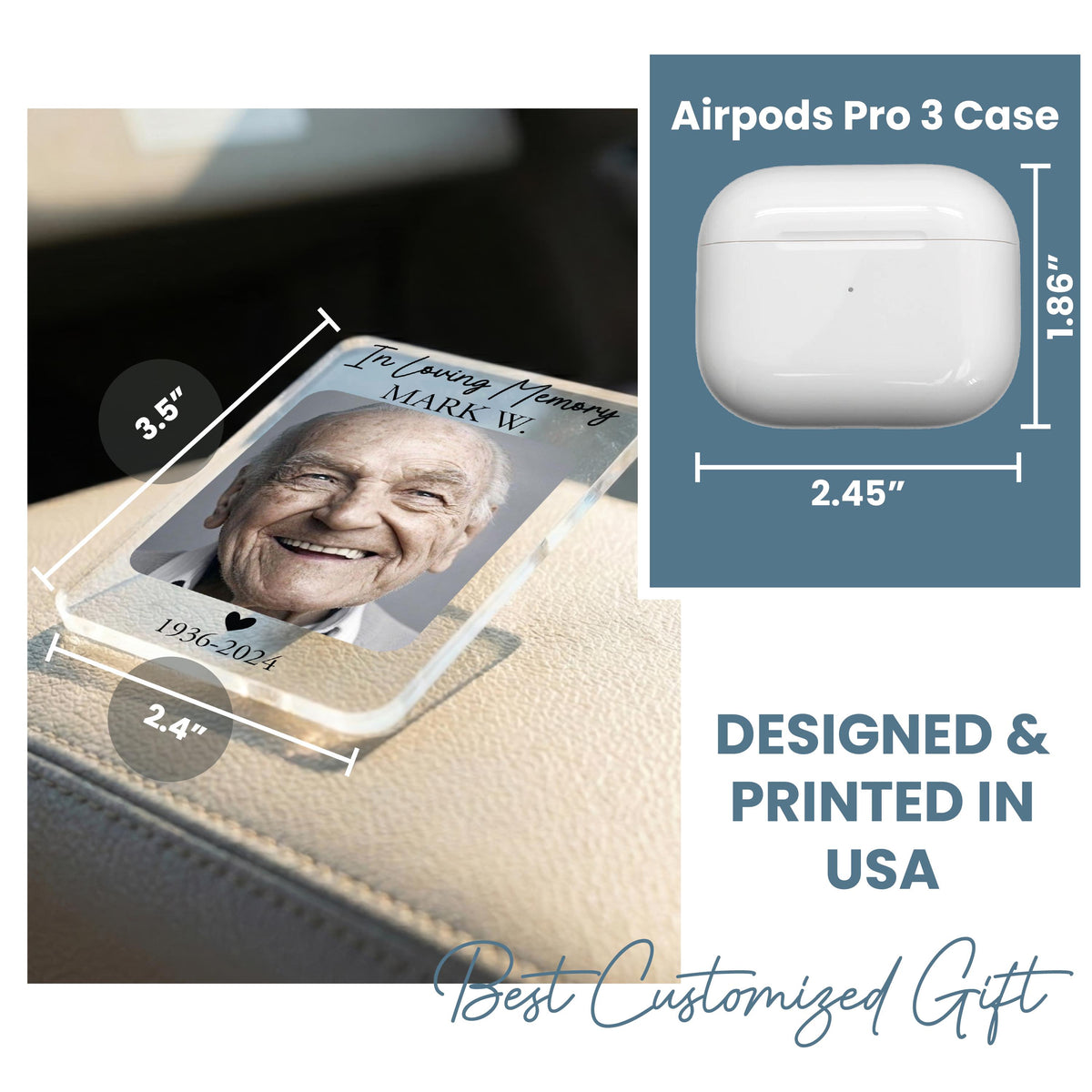 Personalized Memorial Photo Car Visor Clip, In Loving Memory Gifts, Drive Safe Gifts for Him, Sympathy Gift, Custom Loss of Dad Mom Keepsake