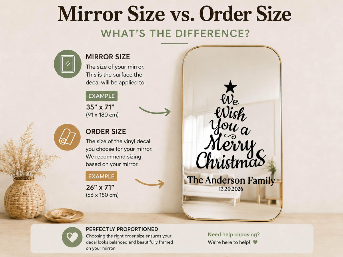 Personalized Christmas Mirror Decal, Custom Vinyl Lettering, Holiday Welcome Sign for Family or Company Party, Christmas Window Decal