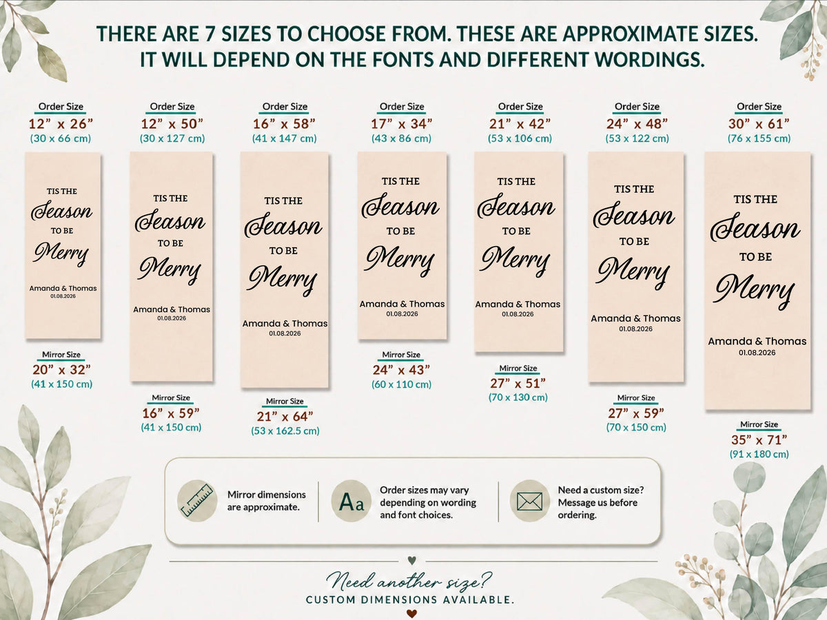 Personalized Christmas Mirror Decal, Custom Vinyl Lettering, Holiday Welcome Sign for Family or Company Party, Christmas Window Decal