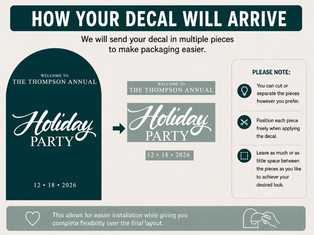 Personalized Christmas Mirror Decal, Custom Vinyl Lettering, Holiday Welcome Sign for Family or Company Party, Christmas Window Decal