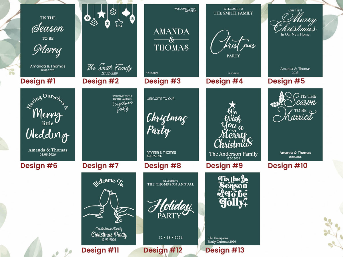 Personalized Christmas Mirror Decal, Custom Vinyl Lettering, Holiday Welcome Sign for Family or Company Party, Christmas Window Decal