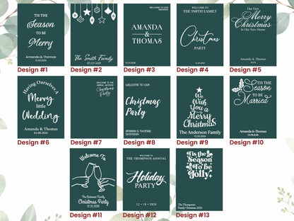 Personalized Christmas Mirror Decal, Custom Vinyl Lettering, Holiday Welcome Sign for Family or Company Party, Christmas Window Decal