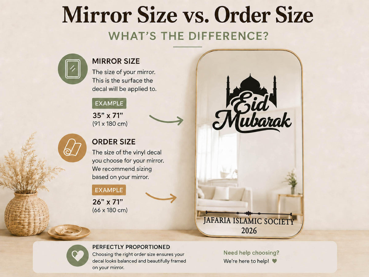 Eid Mubarak Sign, Personalized Ramadan Vinyl Mirror Decal, Custom Family Name Sticker, Muslim Islamic Holiday Home Decor, Eid Decorations