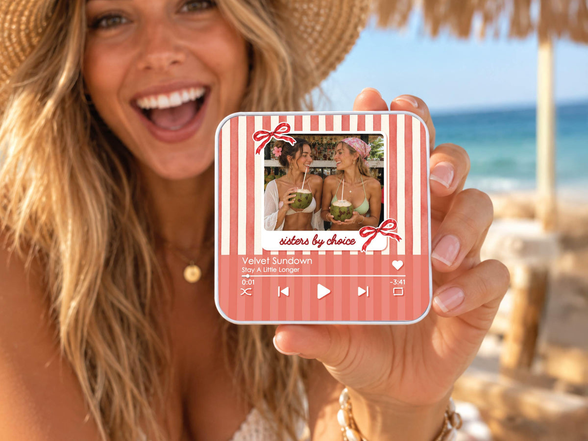 Personalized Bestie Photo Music Fridge Magnet, Strip Photo Song Magnets for Friend, Striped Sister Birthday Gifts For Her, Bridesmaid Gifts