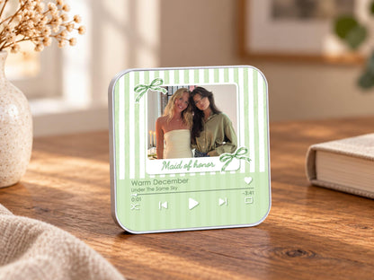 Personalized Bestie Photo Music Fridge Magnet, Strip Photo Song Magnets for Friend, Striped Sister Birthday Gifts For Her, Bridesmaid Gifts