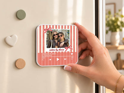 Personalized Bestie Photo Music Fridge Magnet, Strip Photo Song Magnets for Friend, Striped Sister Birthday Gifts For Her, Bridesmaid Gifts