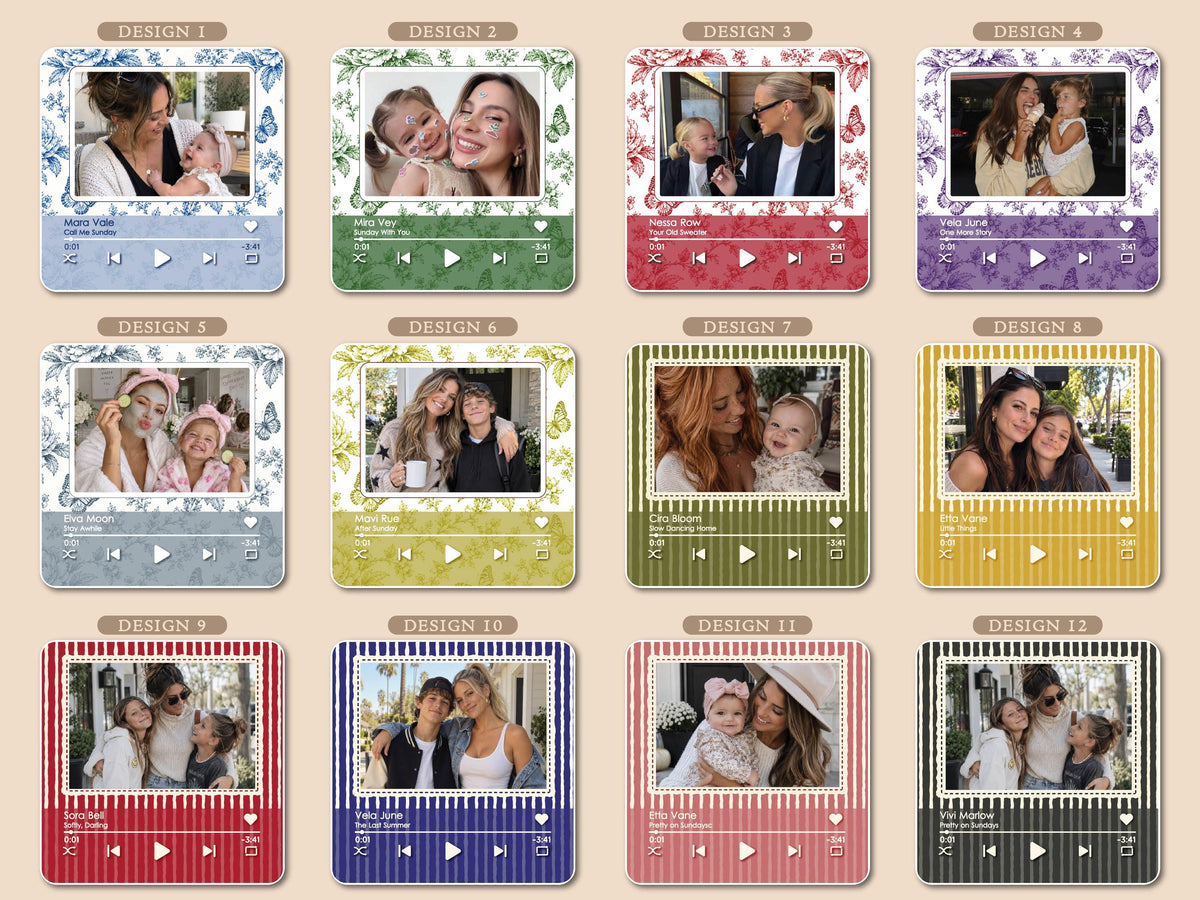 Custom Auntie Gifts, Striped Photo Music Magnet, Song Magnets That Can Plays Music, Personalized Aunt and Niece Gifts for Her Birthday