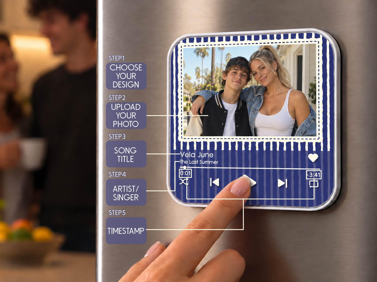 Custom Auntie Gifts, Striped Photo Music Magnet, Song Magnets That Can Plays Music, Personalized Aunt and Niece Gifts for Her Birthday