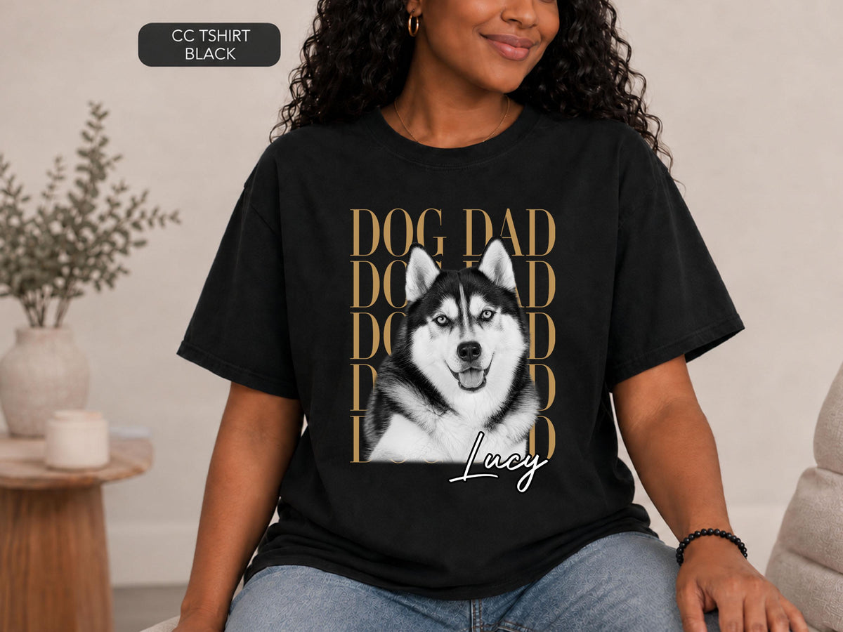 Custom Dog Dad Shirt, Custom Pet Shirt from Photo, Personalized Dog Shirt with Name, Comfort Colors Pet Portrait Tee, Dog Dad Gift