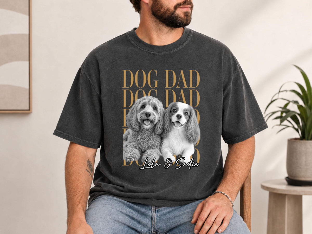 Custom Dog Dad Shirt, Custom Pet Shirt from Photo, Personalized Dog Shirt with Name, Comfort Colors Pet Portrait Tee, Dog Dad Gift