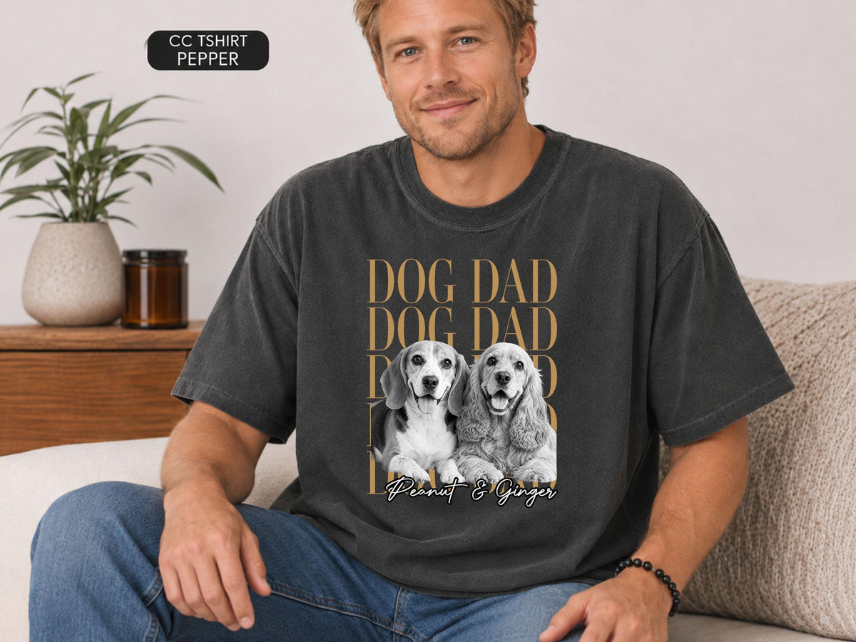 Custom Dog Dad Shirt, Custom Pet Shirt from Photo, Personalized Dog Shirt with Name, Comfort Colors Pet Portrait Tee, Dog Dad Gift