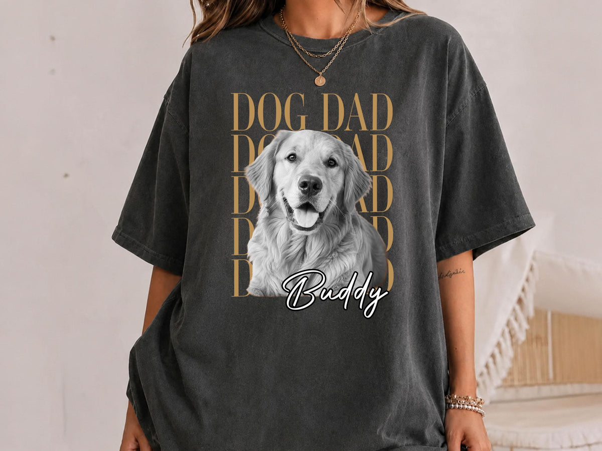 Custom Dog Dad Shirt, Custom Pet Shirt from Photo, Personalized Dog Shirt with Name, Comfort Colors Pet Portrait Tee, Dog Dad Gift