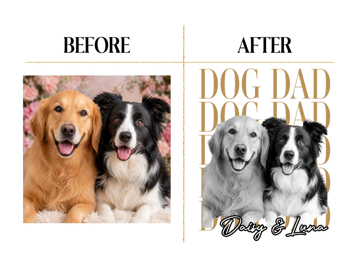 Custom Dog Dad Shirt, Custom Pet Shirt from Photo, Personalized Dog Shirt with Name, Comfort Colors Pet Portrait Tee, Dog Dad Gift