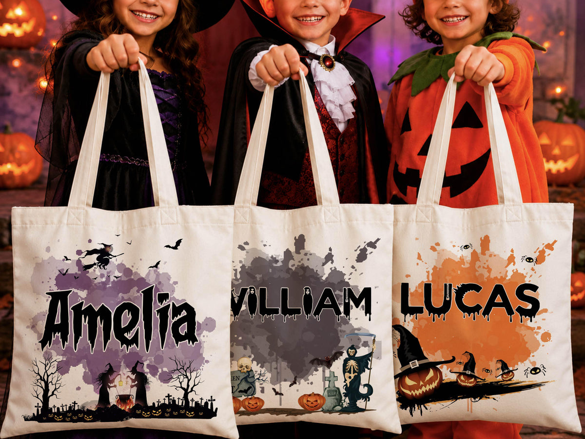 Personalized Halloween Tote Bag: Custom Trick or Treat Canvas Bag