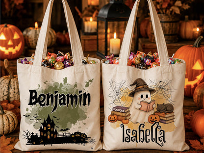 Personalized Halloween Tote Bag: Custom Trick or Treat Canvas Bag