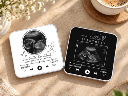 Personalized Baby Heartbeat Magnet, Pregnancy Reveal Fridge Magnet, Ultrasound Photo Keepsake, Pregnancy Announcement Gift, Baby Shower Gift