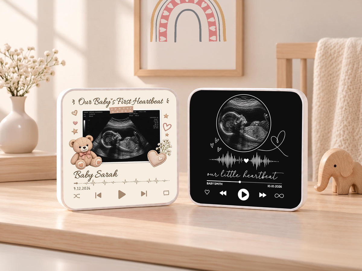 Personalized Baby Heartbeat Magnet, Pregnancy Reveal Fridge Magnet, Ultrasound Photo Keepsake, Pregnancy Announcement Gift, Baby Shower Gift