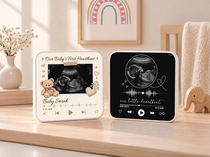 Personalized Baby Heartbeat Magnet, Pregnancy Reveal Fridge Magnet, Ultrasound Photo Keepsake, Pregnancy Announcement Gift, Baby Shower Gift