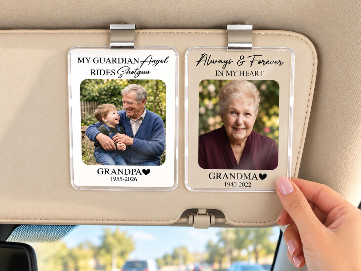 Personalized Memorial Photo Car Visor Clip, In Loving Memory Gifts, Drive Safe Gifts for Him, Sympathy Gift, Custom Loss of Dad Mom Keepsake