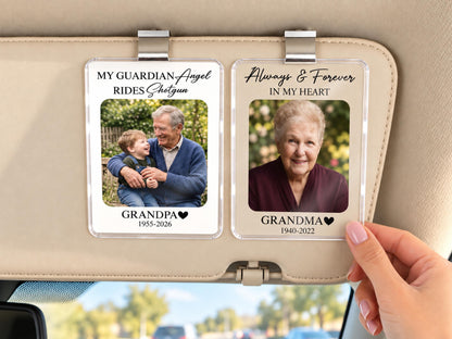 Personalized Memorial Photo Car Visor Clip, In Loving Memory Gifts, Drive Safe Gifts for Him, Sympathy Gift, Custom Loss of Dad Mom Keepsake