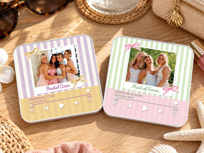 Personalized Bestie Photo Music Fridge Magnet, Strip Photo Song Magnets for Friend, Striped Sister Birthday Gifts For Her, Bridesmaid Gifts