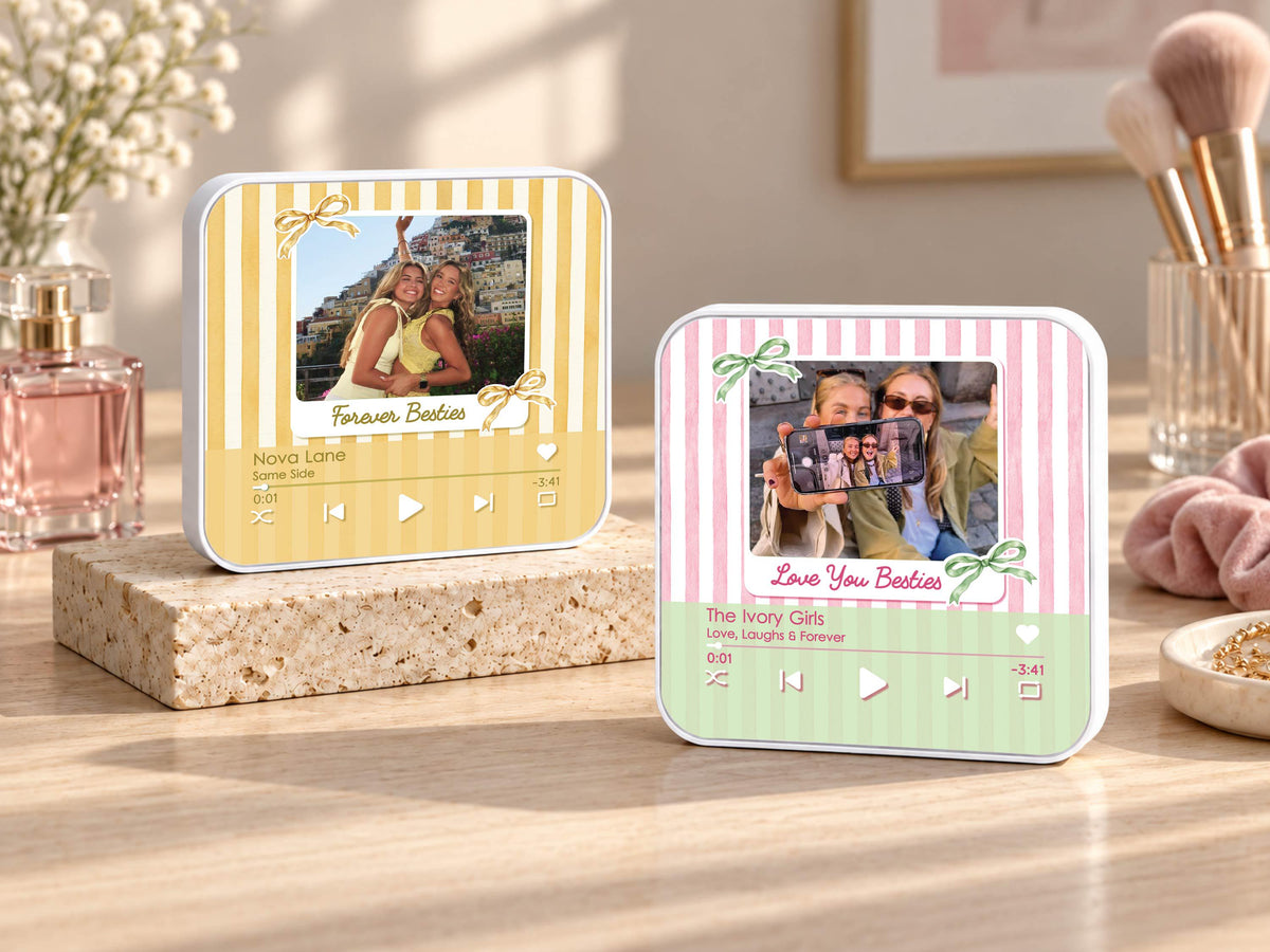 Personalized Bestie Photo Music Fridge Magnet, Strip Photo Song Magnets for Friend, Striped Sister Birthday Gifts For Her, Bridesmaid Gifts