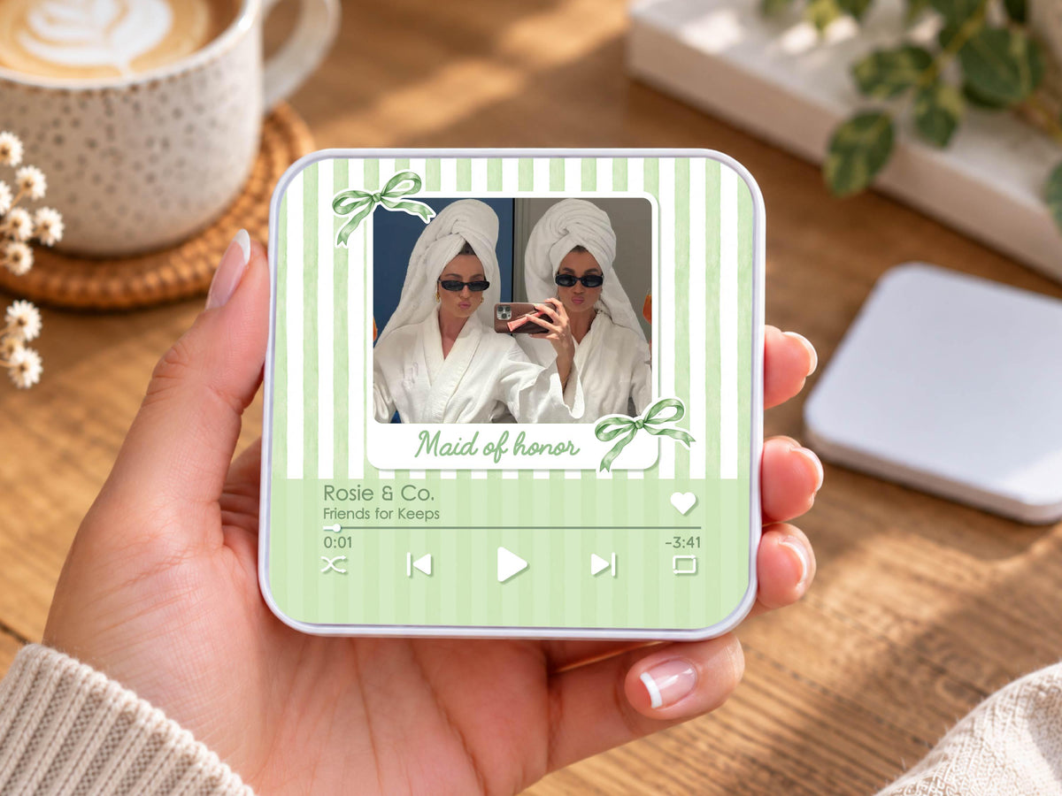 Personalized Bestie Photo Music Fridge Magnet, Strip Photo Song Magnets for Friend, Striped Sister Birthday Gifts For Her, Bridesmaid Gifts
