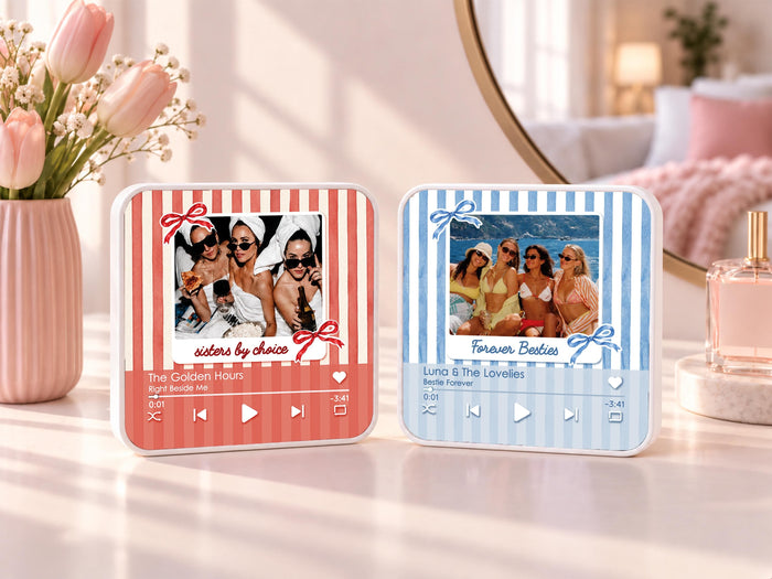 Personalized Bestie Photo Music Fridge Magnet, Strip Photo Song Magnets for Friend, Striped Sister Birthday Gifts For Her, Bridesmaid Gifts
