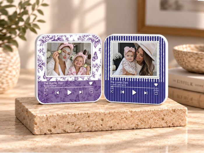 Custom Auntie Gifts, Striped Photo Music Magnet, Song Magnets That Can Play Music, Personalized Aunt and Niece Gifts for Her Birthday