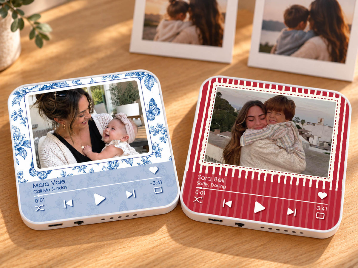 Custom Auntie Gifts, Striped Photo Music Magnet, Song Magnets That Can Plays Music, Personalized Aunt and Niece Gifts for Her Birthday