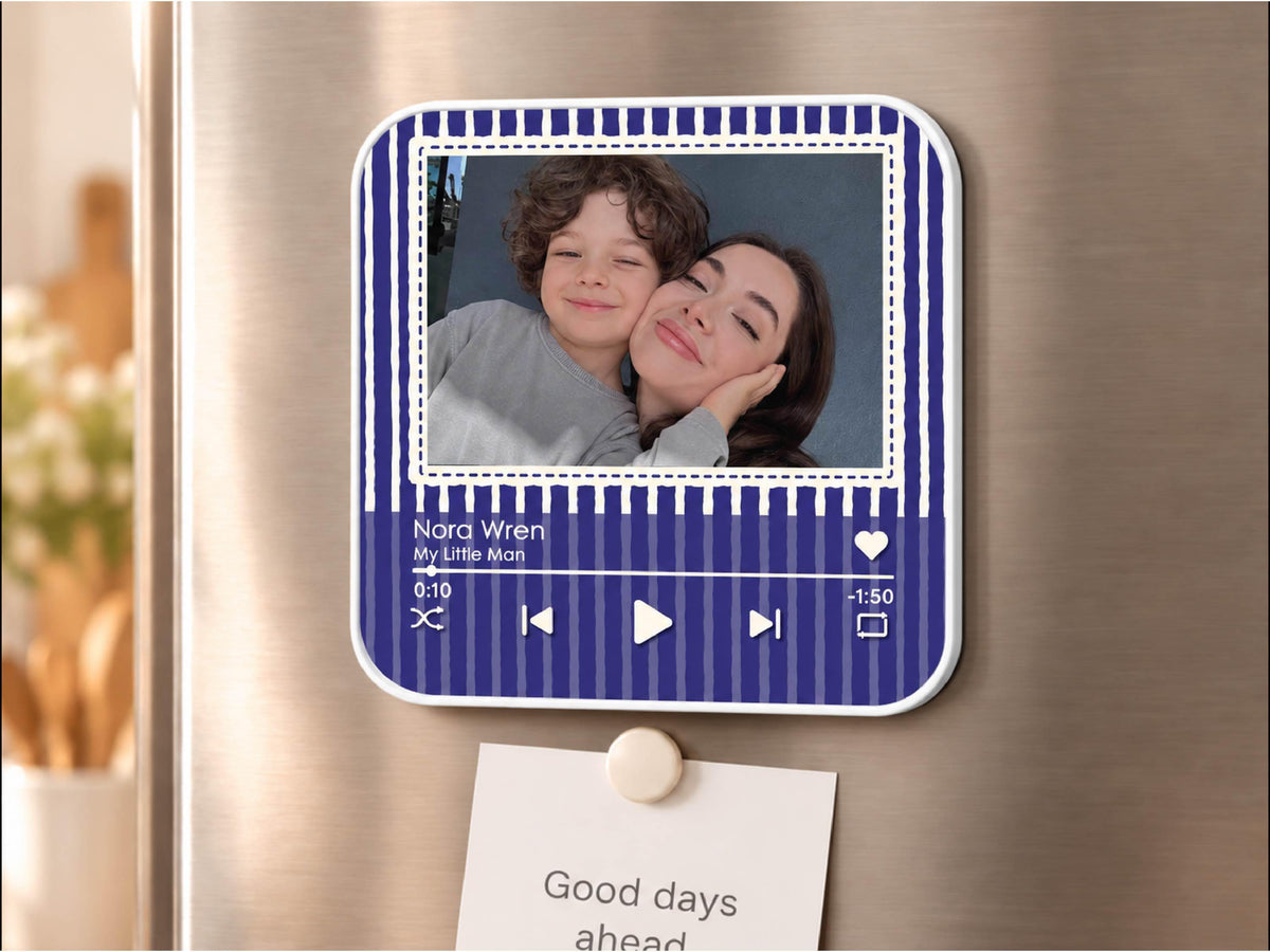 Custom Auntie Gifts, Striped Photo Music Magnet, Song Magnets That Can Plays Music, Personalized Aunt and Niece Gifts for Her Birthday