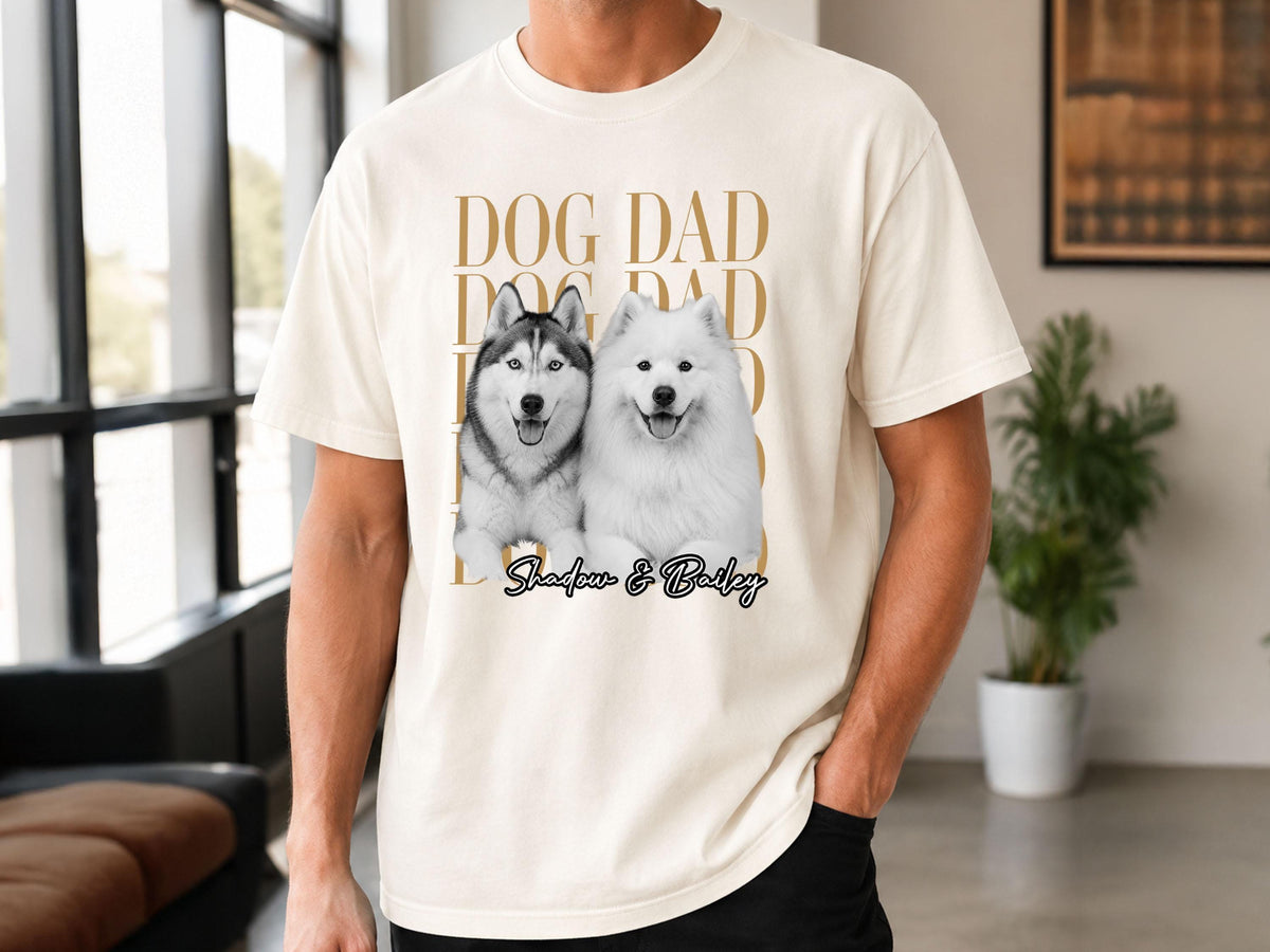 Custom Dog Dad Shirt, Custom Pet Shirt from Photo, Personalized Dog Shirt with Name, Comfort Colors Pet Portrait Tee, Dog Dad Gift