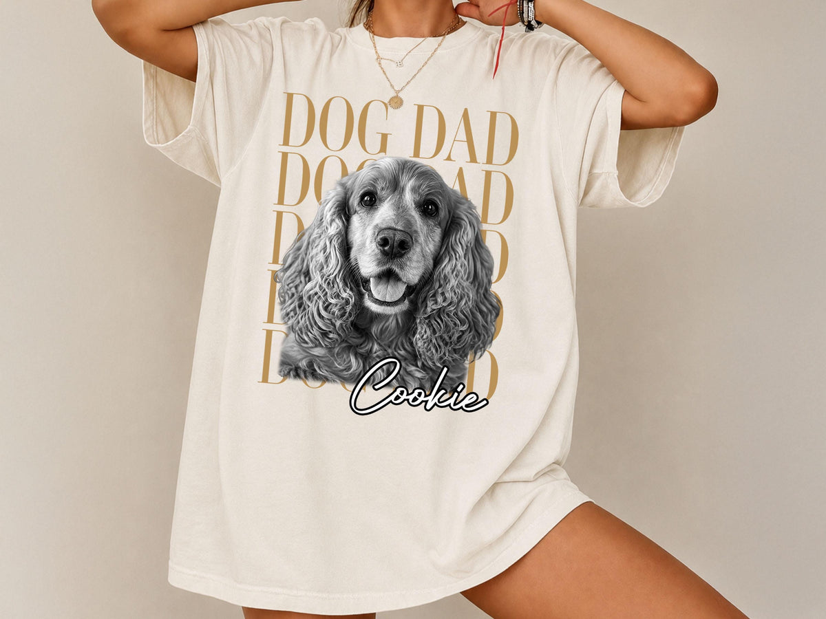 Custom Dog Dad Shirt, Custom Pet Shirt from Photo, Personalized Dog Shirt with Name, Comfort Colors Pet Portrait Tee, Dog Dad Gift
