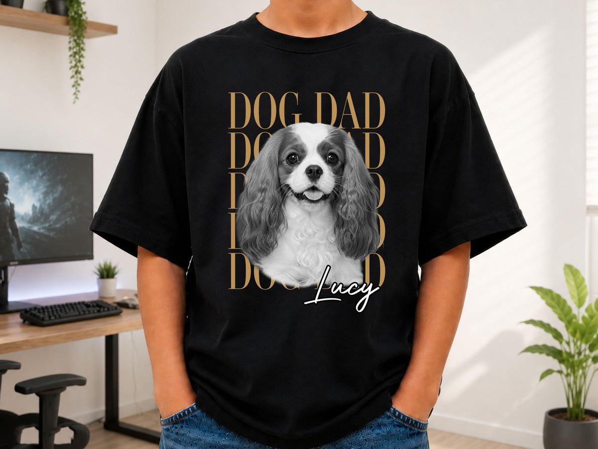 Custom Dog Dad Shirt, Custom Pet Shirt from Photo, Personalized Dog Shirt with Name, Comfort Colors Pet Portrait Tee, Dog Dad Gift