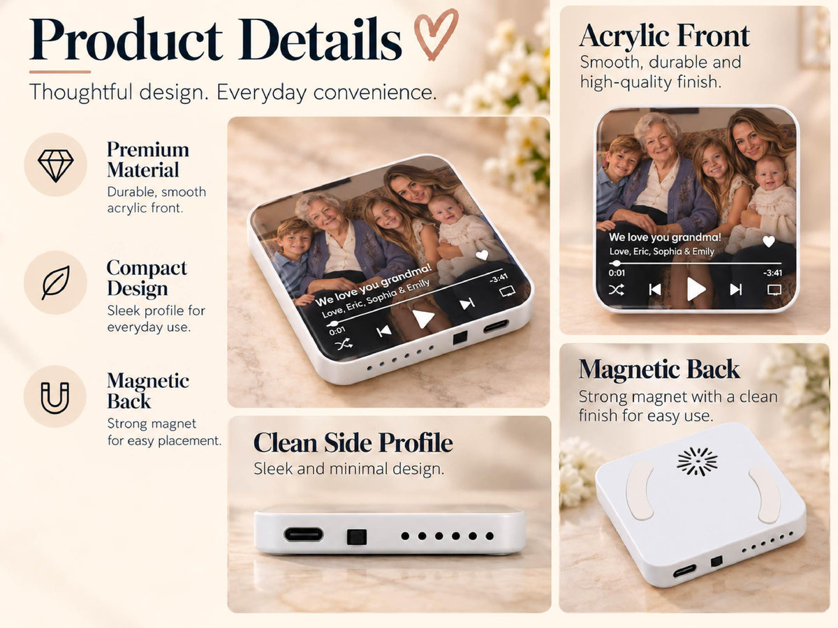 Custom Photo Merge Magnet, Personalized Family Photo Collage w/ Voice Record, Multiple Photos Into One Picture, Grandma Gift from Grandkids