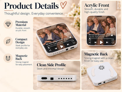 Custom Photo Merge Magnet, Personalized Family Photo Collage w/ Voice Record, Multiple Photos Into One Picture, Grandma Gift from Grandkids