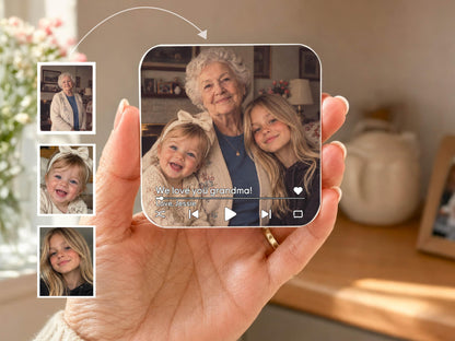 Custom Photo Merge Magnet, Personalized Family Photo Collage w/ Voice Record, Multiple Photos Into One Picture, Grandma Gift from Grandkids