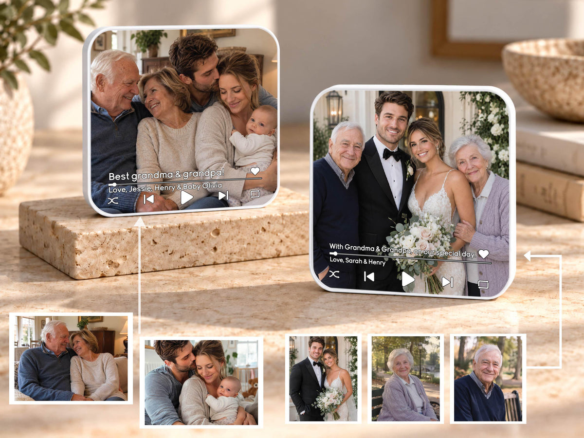 Custom Photo Merge Magnet, Personalized Family Photo Collage w/ Voice Record, Multiple Photos Into One Picture, Grandma Gift from Grandkids