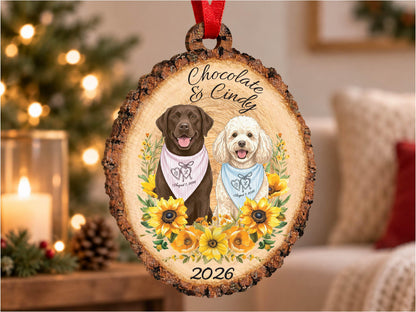 Personalized Pet Portrait Wood Ornament, Pet Memorial Gift for Pet Lovers, Pet Ornament, Pet Loss Sympathy Gift for Pet Owners, Cat Dog Gift