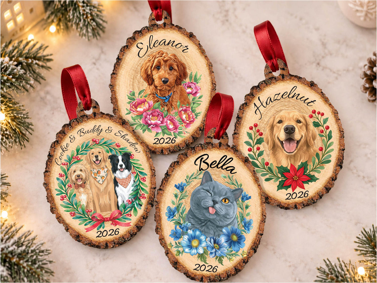 Personalized Pet Portrait Wood Ornament, Pet Memorial Gift for Pet Lovers, Pet Ornament, Pet Loss Sympathy Gift for Pet Owners, Cat Dog Gift