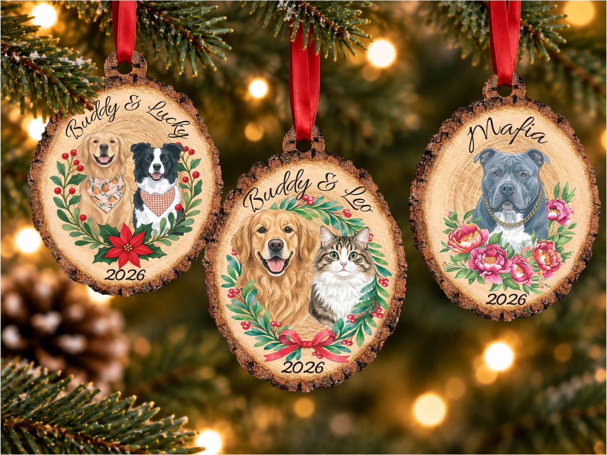 Personalized Pet Portrait Wood Ornament, Pet Memorial Gift for Pet Lovers, Pet Ornament, Pet Loss Sympathy Gift for Pet Owners, Cat Dog Gift