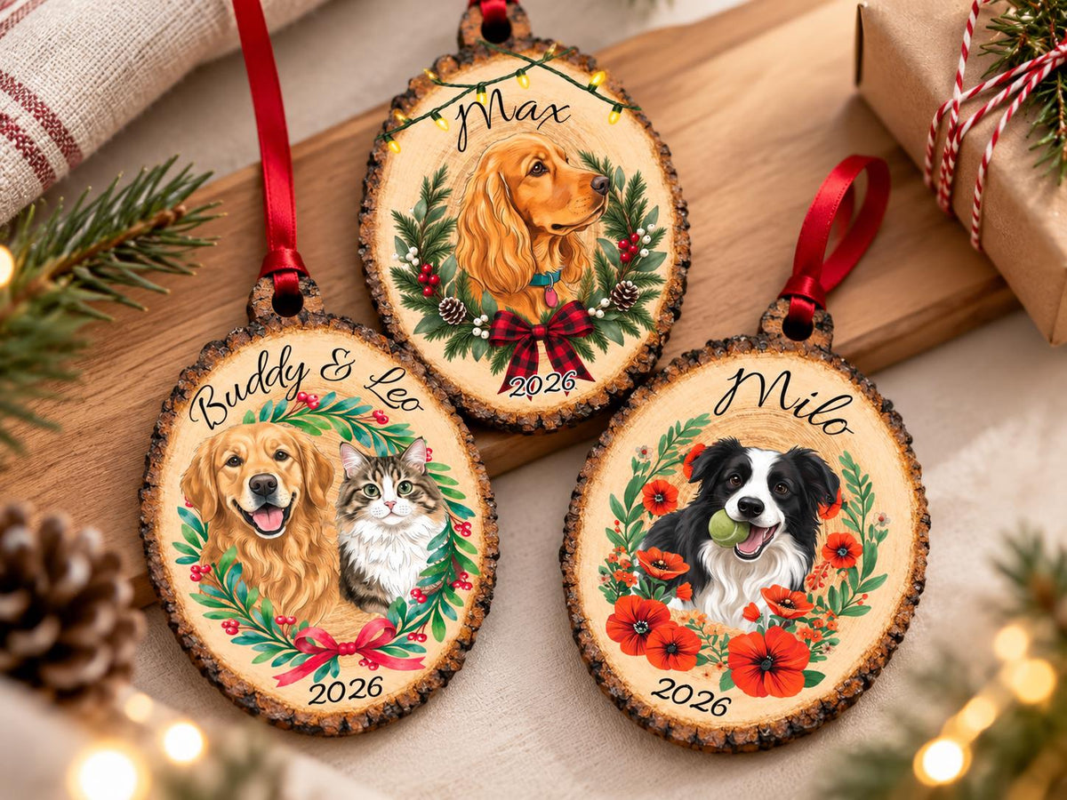 Personalized Pet Portrait Wood Ornament, Pet Memorial Gift for Pet Lovers, Pet Ornament, Pet Loss Sympathy Gift for Pet Owners, Cat Dog Gift