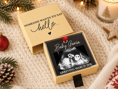 Personalized Baby Reveal Gift For Husband, Pregnancy Announcement Ornament, Family Keepsake Gift, Photo Ultrasound Frame Ornament with Box