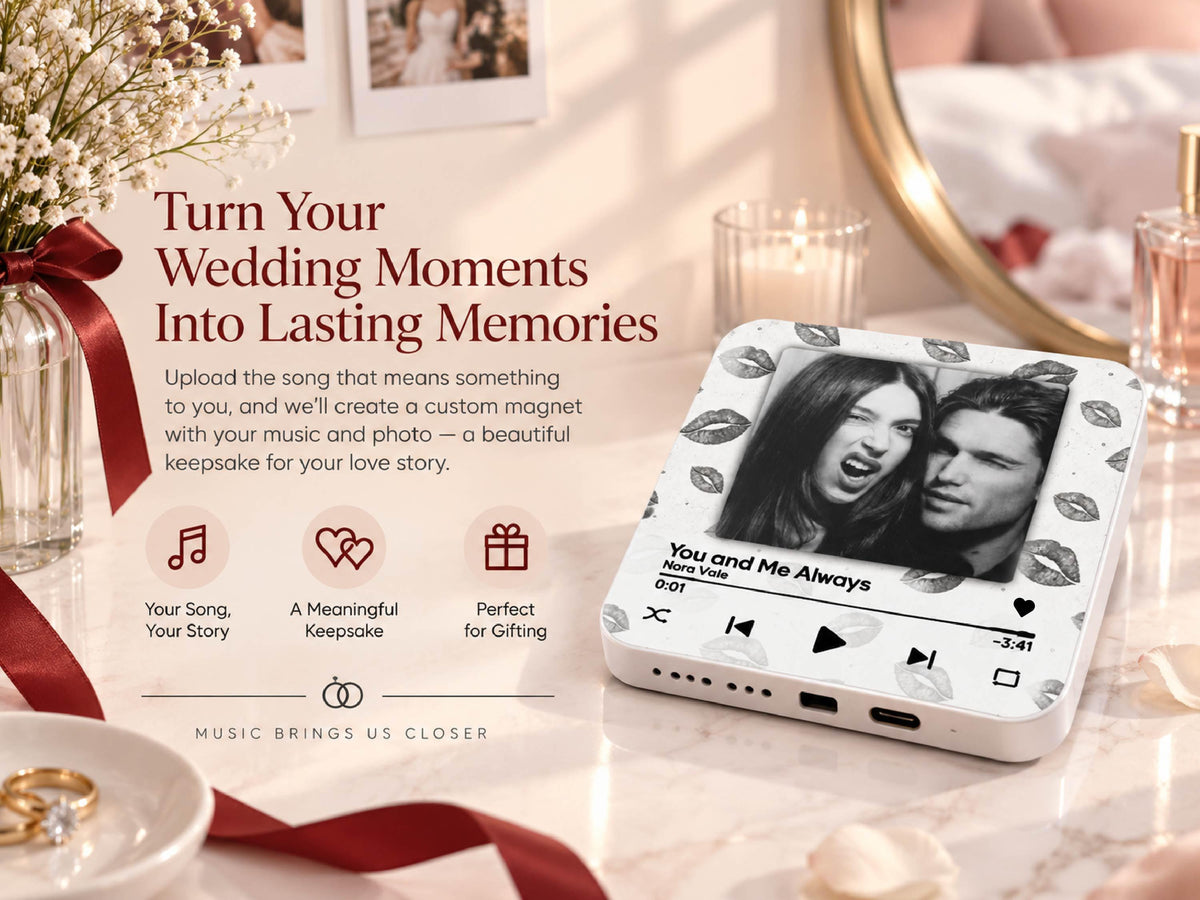 Anniversary Gift for Him, Personalized Photo Fridge Magnets, Christmas Gifts for Boyfriend, Custom Photo Music Box, Engagement Keepsake