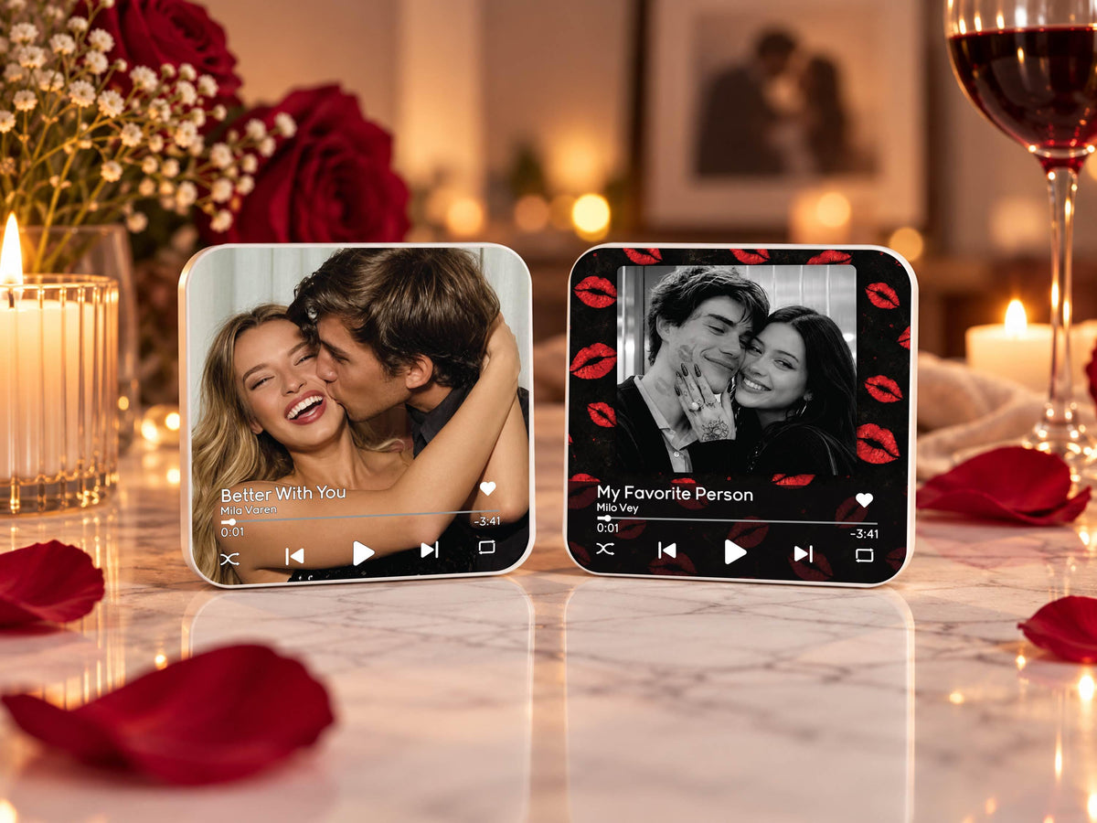 Anniversary Gift for Him, Personalized Photo Fridge Magnets, Christmas Gifts for Boyfriend, Custom Photo Music Box, Engagement Keepsake