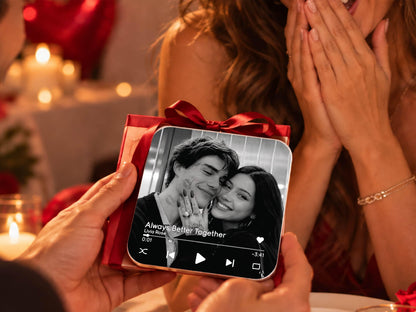 Anniversary Gift for Him, Personalized Photo Fridge Magnets, Christmas Gifts for Boyfriend, Custom Photo Music Box, Engagement Keepsake