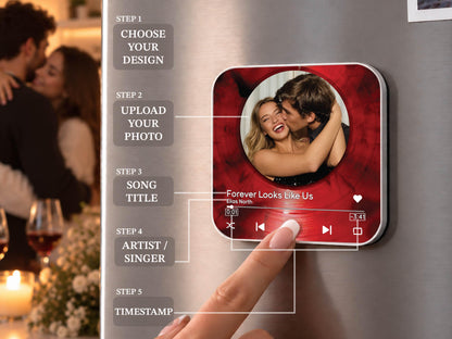 Anniversary Gift for Him, Personalized Photo Fridge Magnets, Christmas Gifts for Boyfriend, Custom Photo Music Box, Engagement Keepsake
