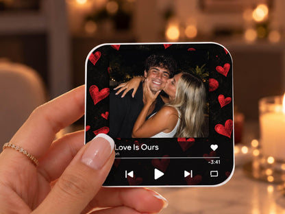Anniversary Gift for Him, Personalized Photo Fridge Magnets, Christmas Gifts for Boyfriend, Custom Photo Music Box, Engagement Keepsake